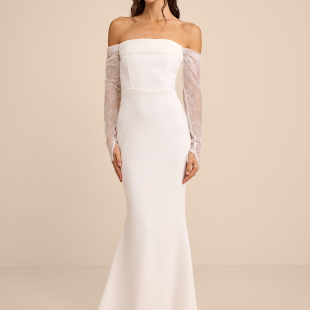 Lulus Anabella White Off-the-shoulder Mermaid Maxi Dress - Size S